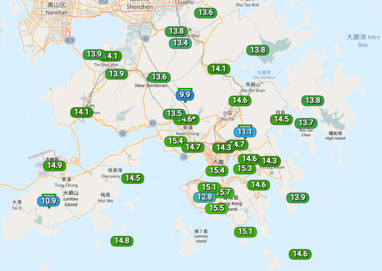 今早(3月4日)本港市區氣溫普遍進一步下降至最低約15度,新界再低一兩度。位於尖沙咀的天文台總部錄得最低氣溫15.4度。