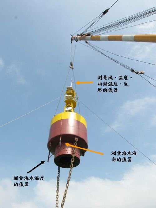 氣象浮標正擺放到大潭灣的指定地點