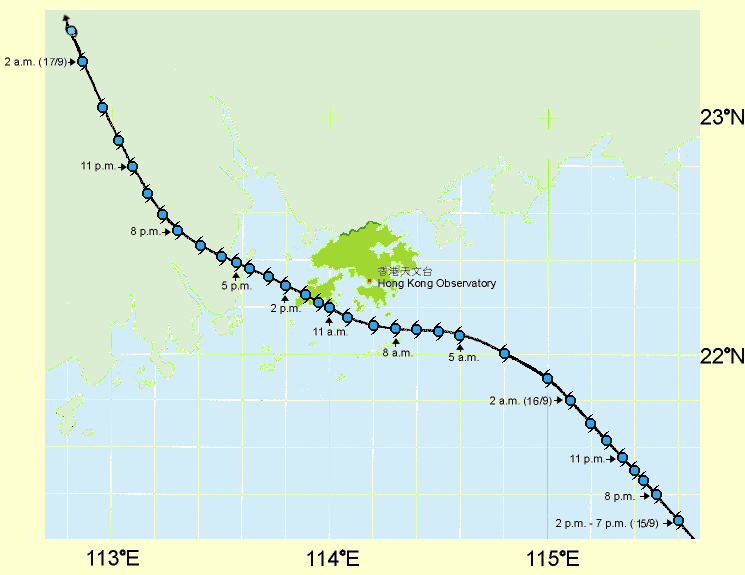 約克橫過香港時的路徑圖