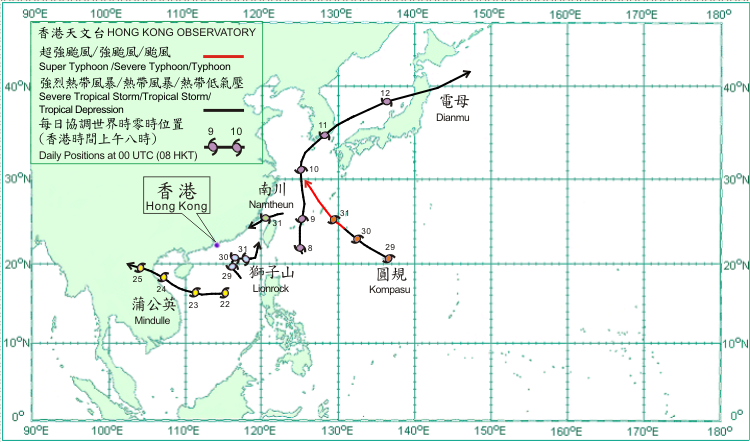 二零一零年八月的熱帶氣旋路徑圖