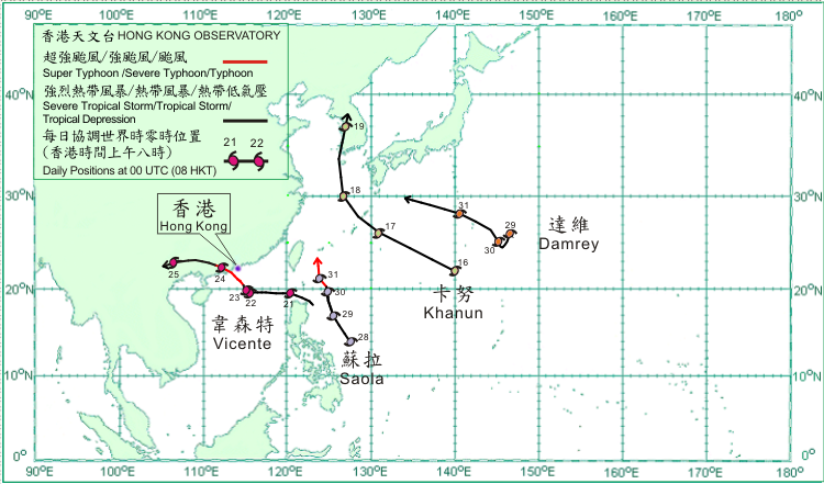 二零一二年七月的热带气旋路径图