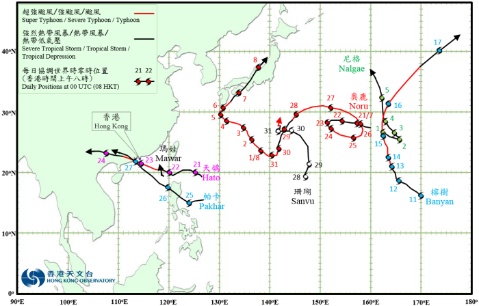二零一七年八月的熱帶氣旋路徑圖