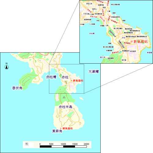 天文台在赤柱新设的自动气温站之位置图
