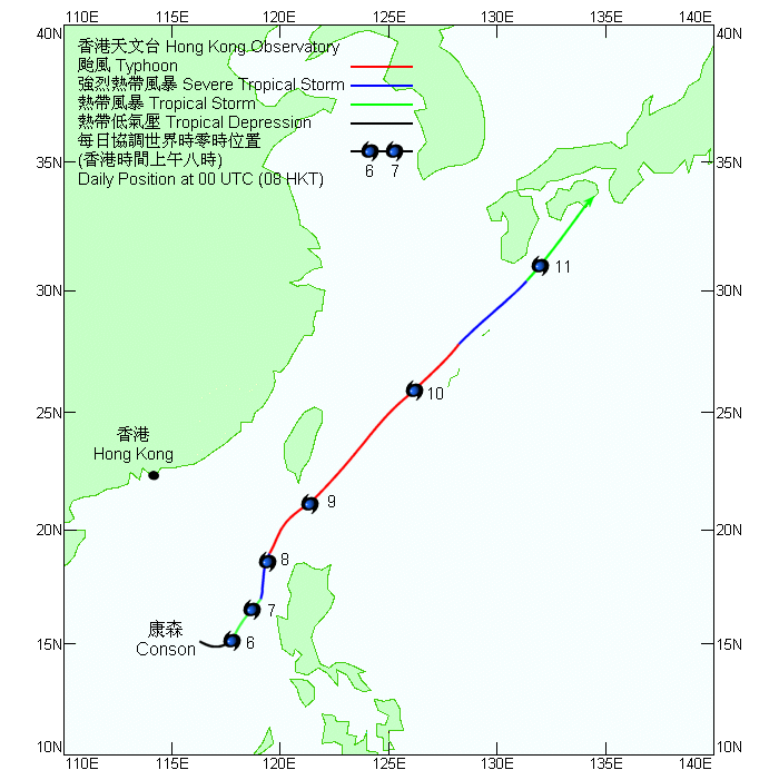 Track of Conson(0404) : 5 - 11 June 2004.