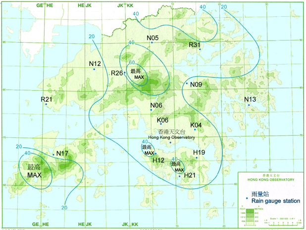 Rainfall distribution on 17-18 September 2005