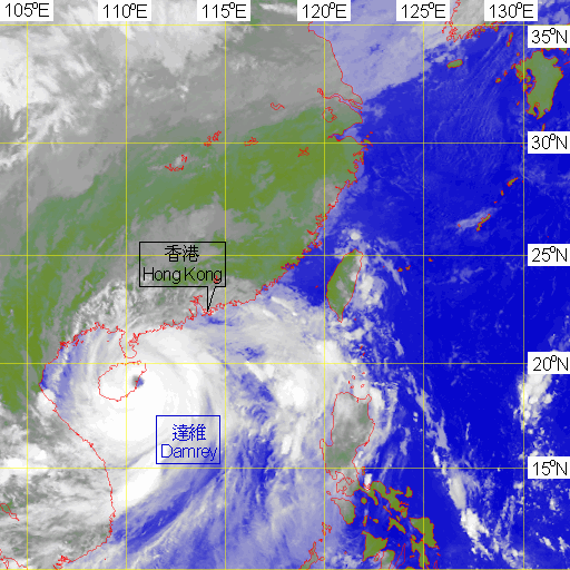 Infra-red imagery at around 2 a.m. on 26 September 2005 of Damrey.