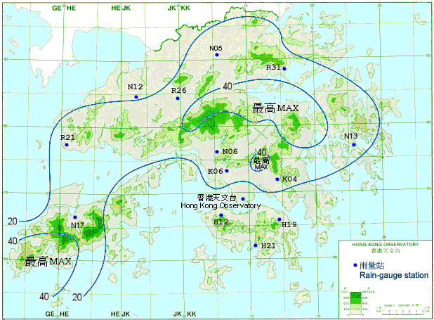 Rainfall distribution on 15 - 18 May 2006