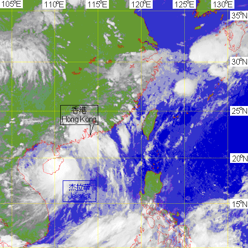 Infra-red imagery at around 2 p.m. on 28 June 2006 of Jelawat.