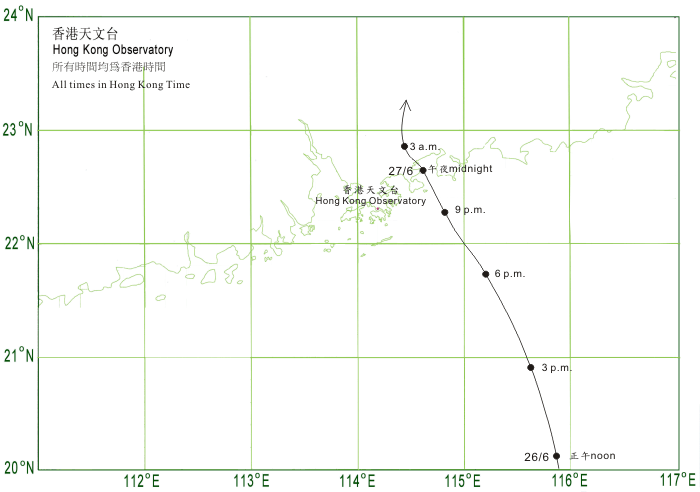 Track of Nangka (0904) near Hong Kong.