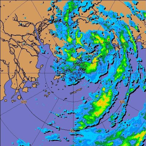 Radar echoes captured at 1 a.m. on 27 June 2009.  