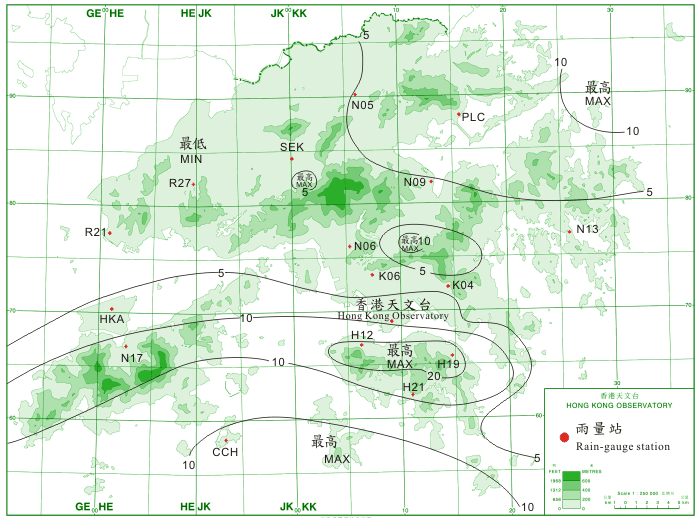 Rainfall distribution on 10 - 12 July 2009 