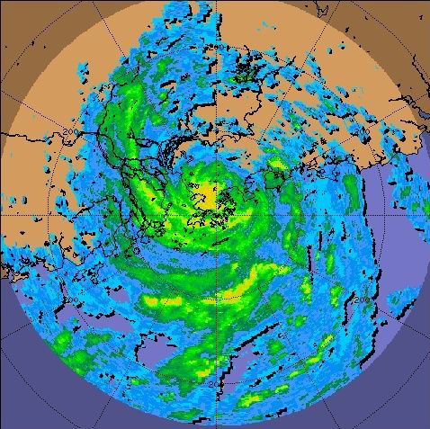 Radar echoes captured at 2:30 a.m. on 19 July 2009. 
