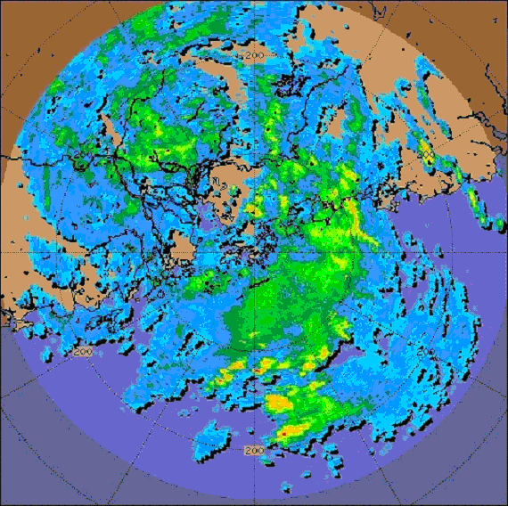 Radar imagery at 2:00 p.m. on 3 September 2010