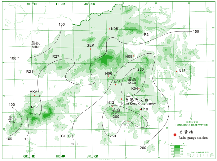 Rainfall distribution on 19  21 September 2010