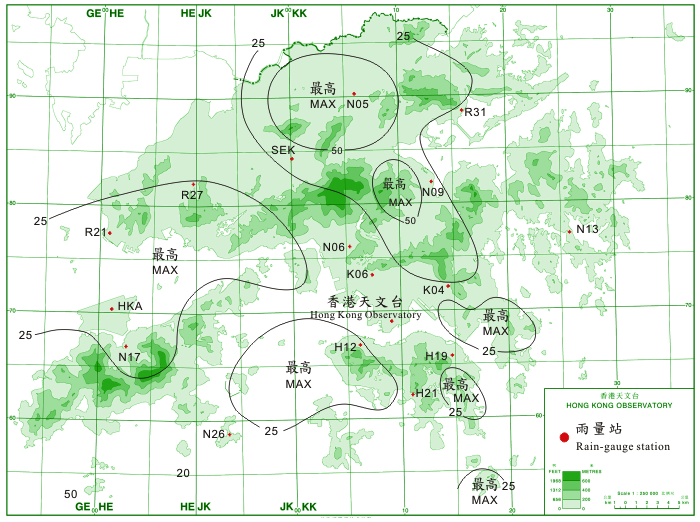 Rainfall distribution for 28 - 29 July 2011 