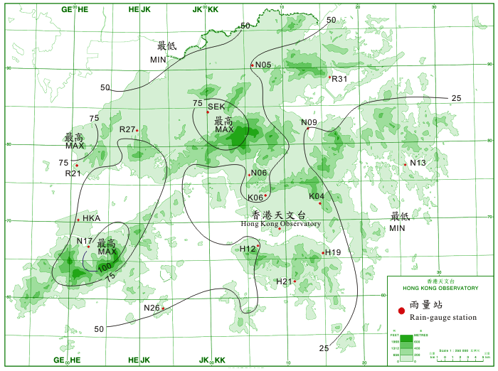 Rainfall distribution for 27 - 30 September 2011
