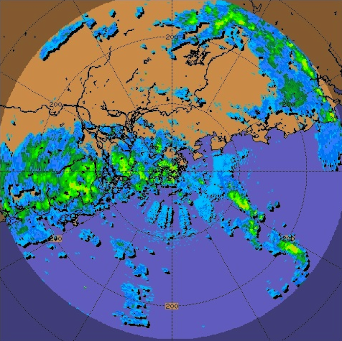 Radar echoes captured at 10:00 a.m. on 29 September 2011.