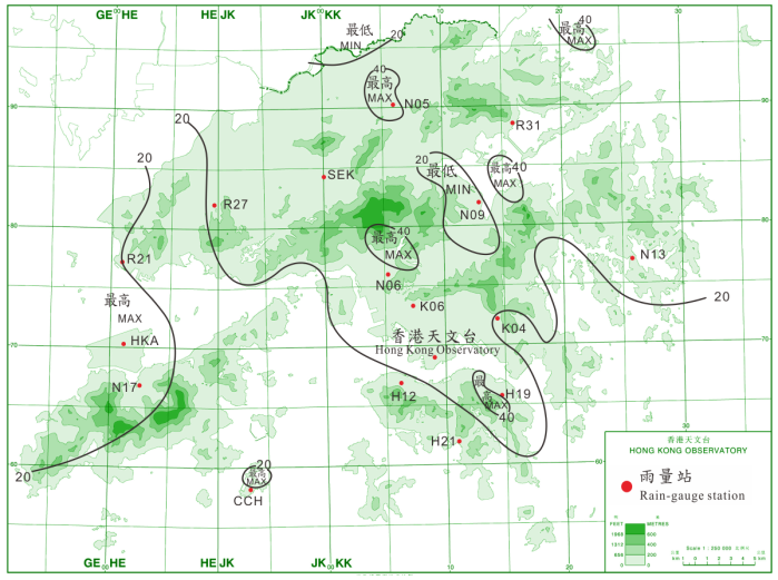 Rainfall distribution for 30 June - 2 July 2013 (isohyets are in millimetres).