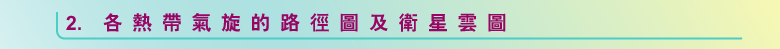 各热带气旋的路径图及卫星云图