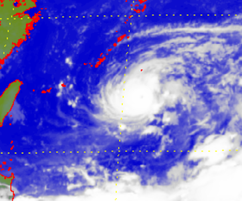 強颱風獅子山的衛星圖片