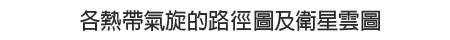 各热带气旋的路径图及卫星云图