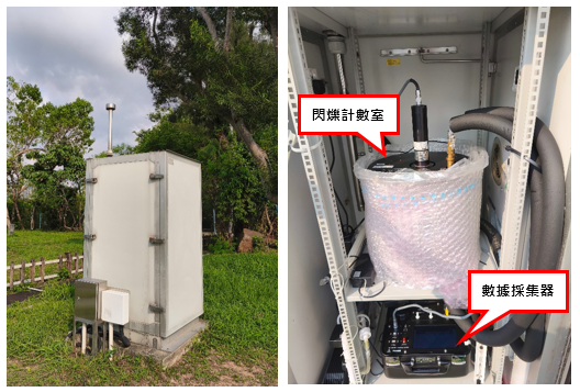 安裝於京士柏的室外氡氣活度濃度監測儀器