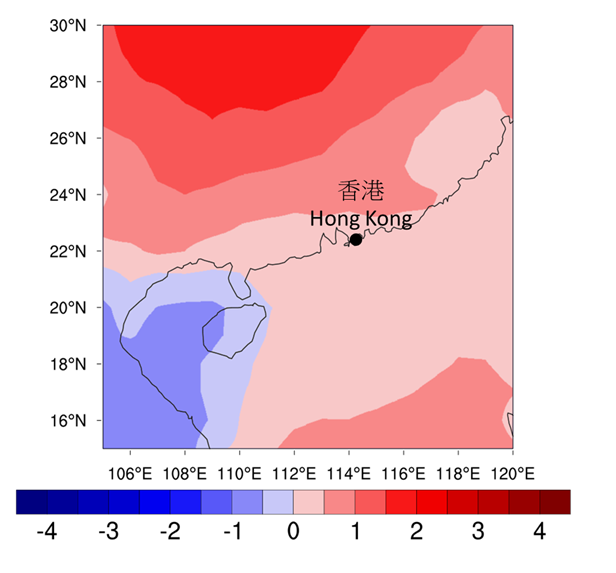 Temperature forecast chart for the 2021/22 winter