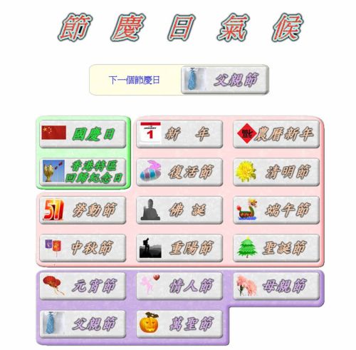 「节庆日气候」网页