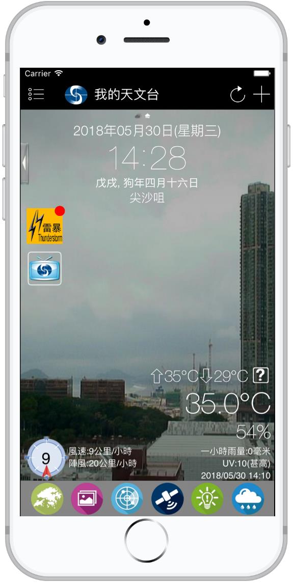 圖一: 雷暴警告圖標上的紅點表示有分區資訊