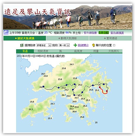全新「远足及攀山天气资讯」网页