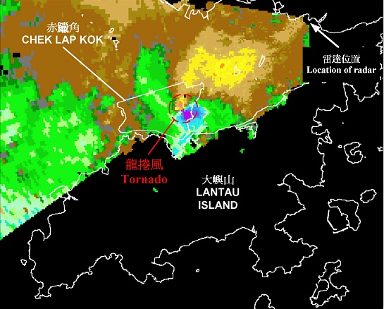 機場多普勒天氣雷達在2002年5月20日觀測到龍捲風。