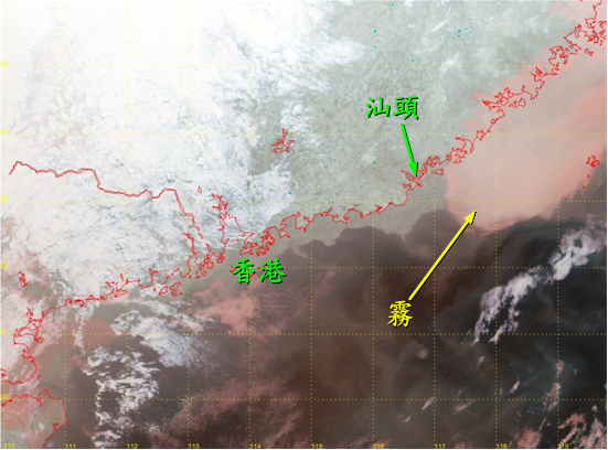 中國東南沿岸的霧 (圖一 拍攝時間─2006年1月12日下午10時33分)