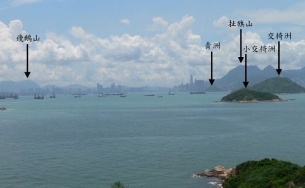 坪洲自動氣象站朝東面可看到的地標
