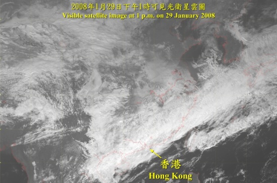 2008年1月29日下午一时的卫星云图