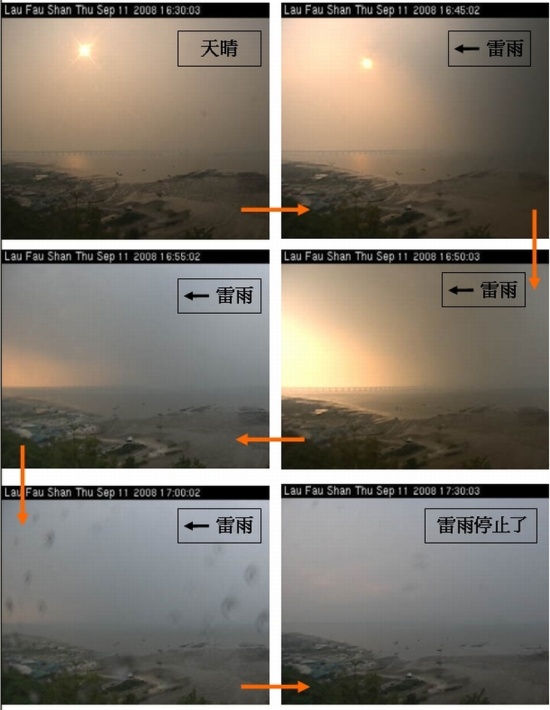 图二：一场大雷雨在九月十一日下午五时左右迅速经过流浮山