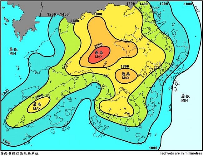 2011年年雨量分布