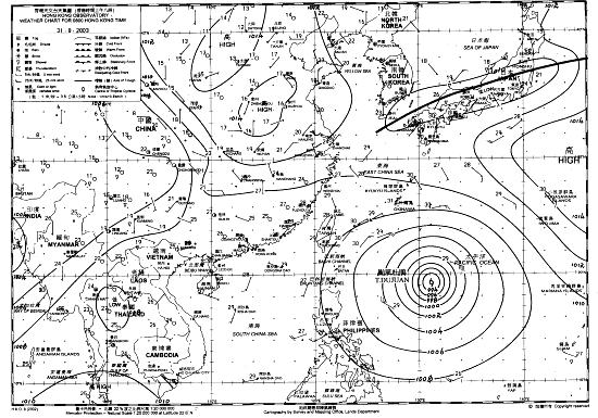 圖1 2003年8月31日天氣圖