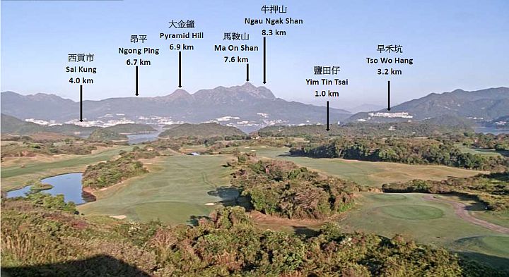 滘西洲自动气象站望向西北偏西面的地标