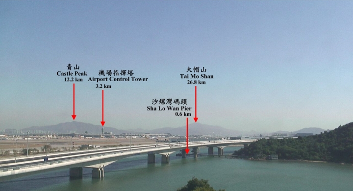 沙螺灣氣流剖析儀站望向東北面的地標
