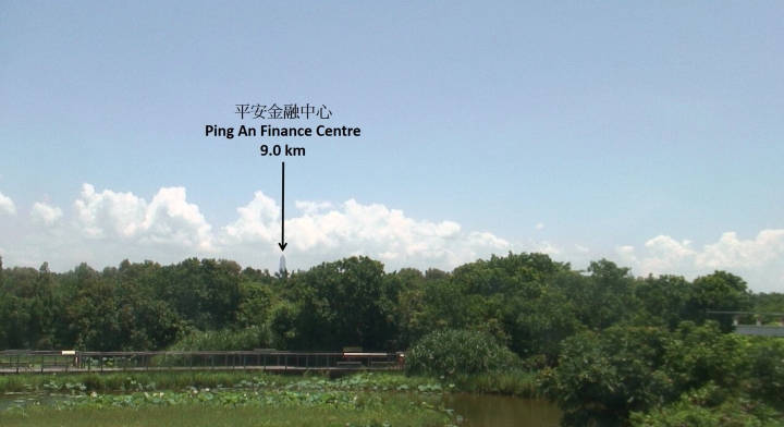 濕地公園自動氣象站望向東北面的地標